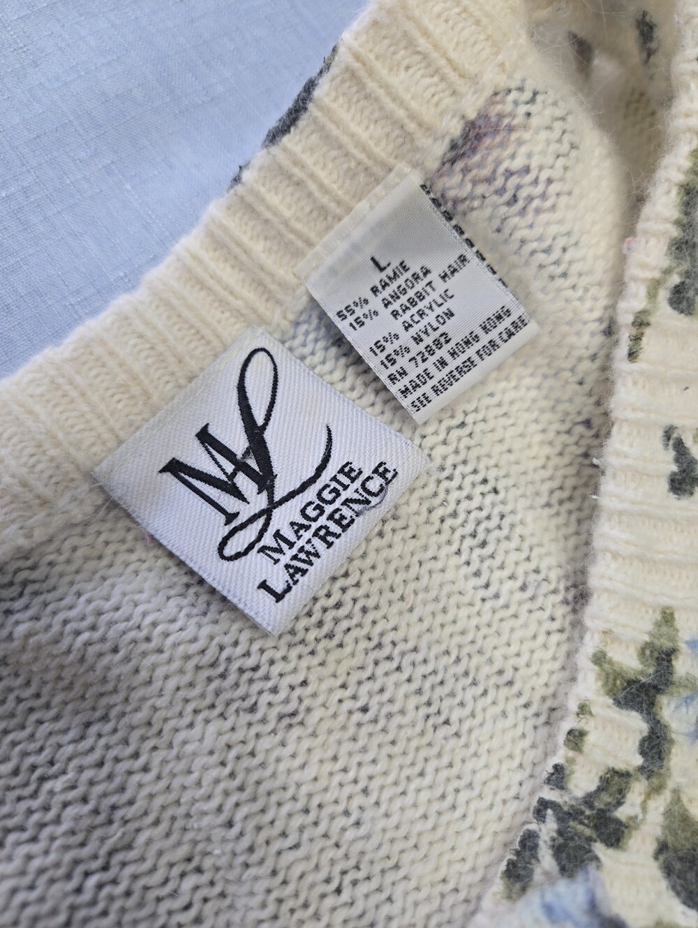 Floral Pearl Button Cardigan Sweater – Size Large Cottagecore Romantic - Picture 5 of 9
